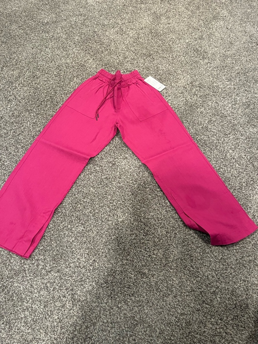 Athleta Wide Leg Drawstring Pants in Bright Pink